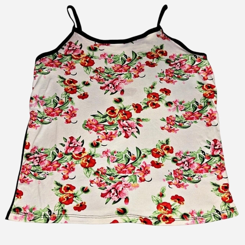 Floral Camisole with Red and Green Accents